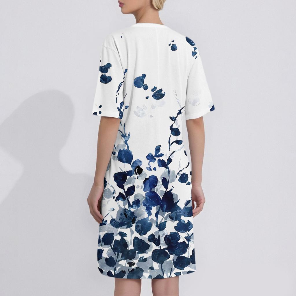 Women's Fashion Casual Print Round Neck Short Sleeve Short Dress