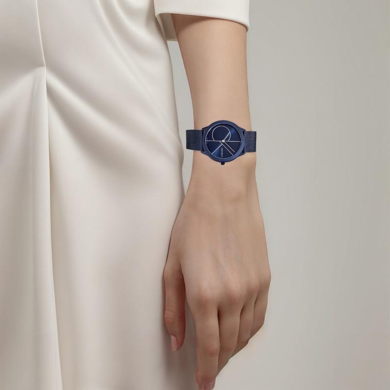 CALVIN KLEIN watch quartz movement stainless steel strap 35mm blue dial women's watch 30 meters waterproof K3M52T5N