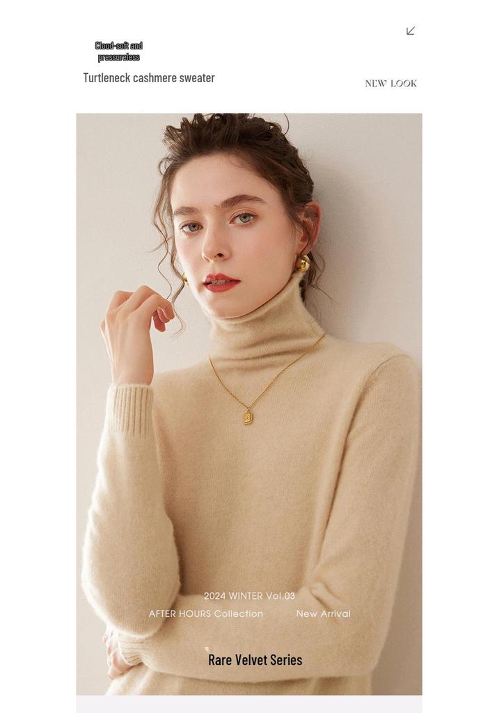 Women's Thick Cashmere High-Neck Sweater for Autumn and Winter