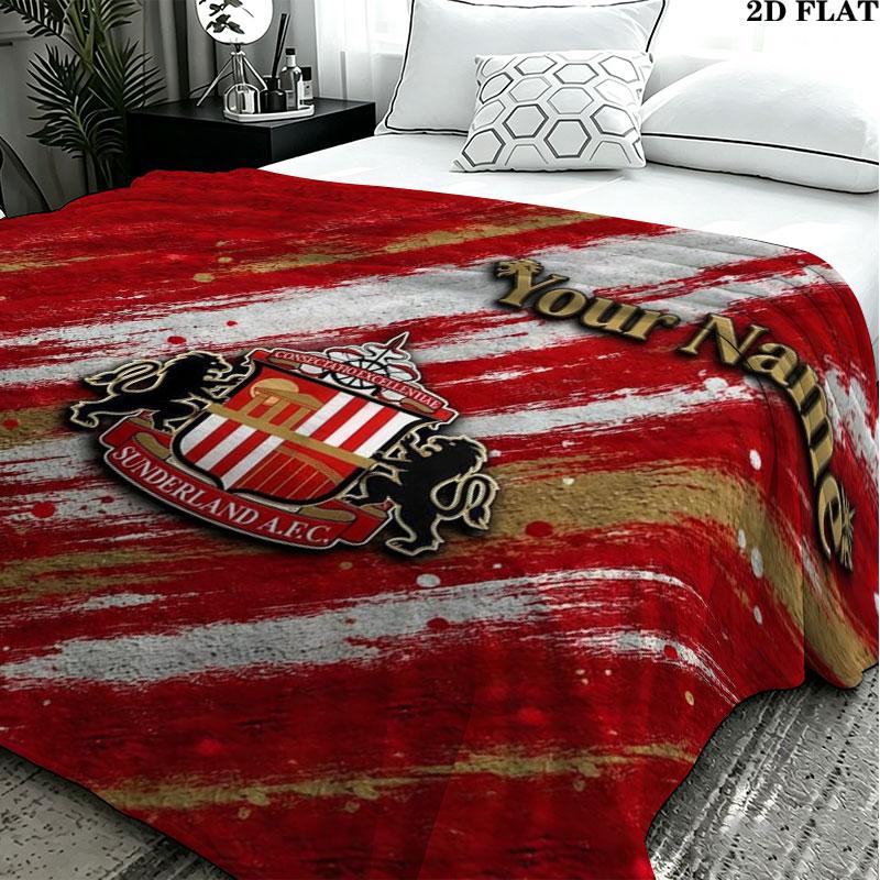 1PC Sunderland A.F Custom Name Patterned Flannel Blanket Suitable For All Seasons for Home Decor Warmth and Comfort Gifts Holiday Present