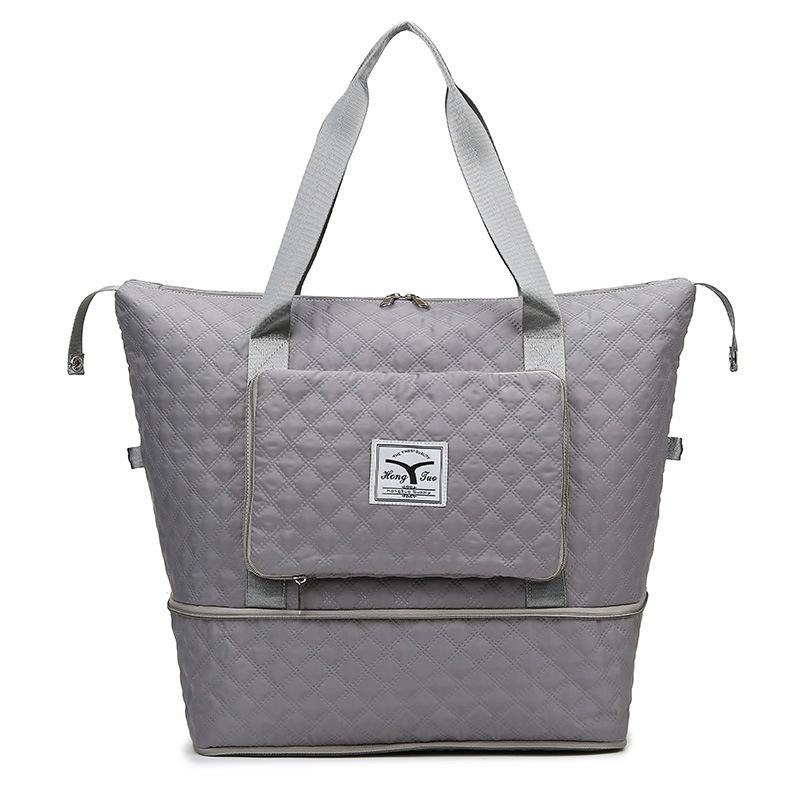 Rhombus dry and wet separation sports shoulder bag large capacity travel bag foldable expansion yoga fitness bag