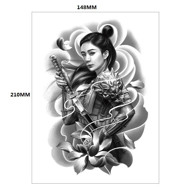 Traditionelle schöne Frau Charakter Tränen Geisha Farbe Wasser Transfer Blume Arm Anti-Real Tattoo Aufkleber Tattoo