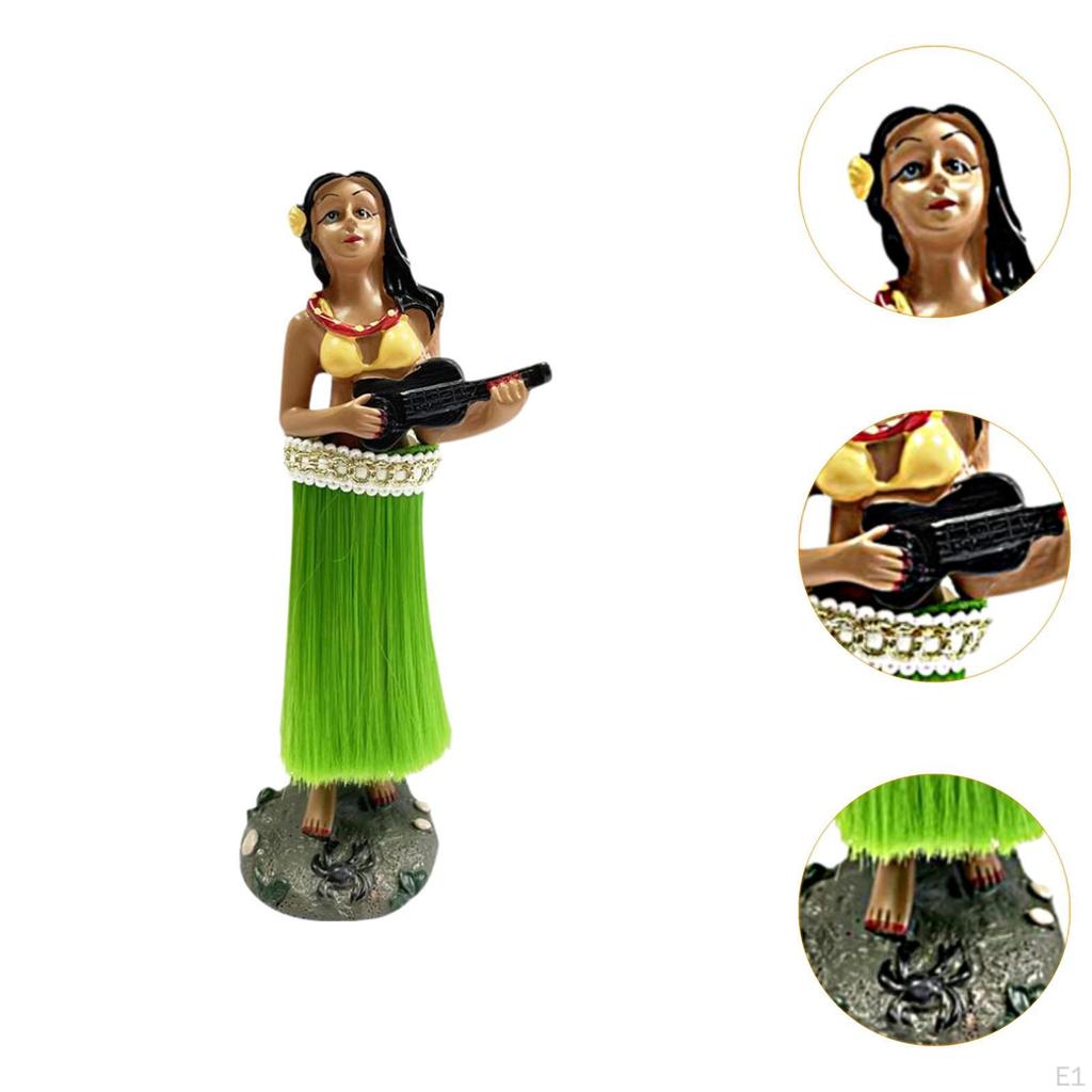 Hawaiian Girl Dashboard Doll Bobblehead 6" Gifts with Ukulele Mini Size for Car