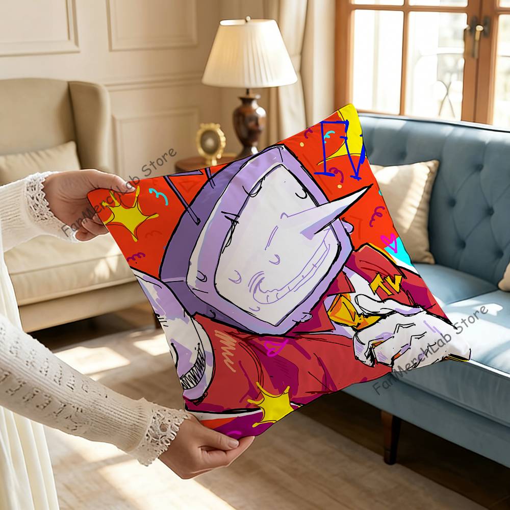Game DDeltarune TTenna Pillow Covers Cartoon Sofa Decorative Home Doublesided Printing Short Plush Cute Cushion Cover