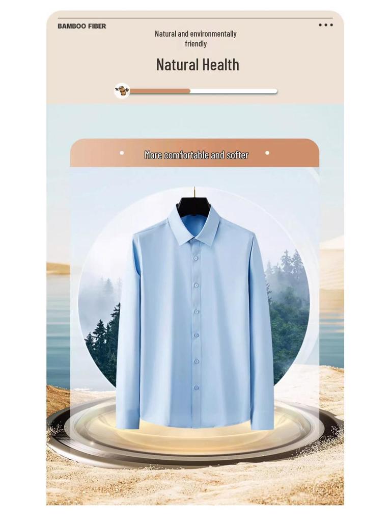 Romon Men's Gray Long Sleeve Business Casual Faux Silk Seamless White Shirt
