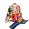 Women's Floral Tie-Dye Knit Sweater Pullover