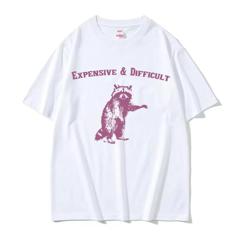 2025 Summe Expensive  Difficult Raccon Funny Meme T Shirt Mens Women Retro Harajuku Fashion 100 Pure Cotton Printed Tshirt