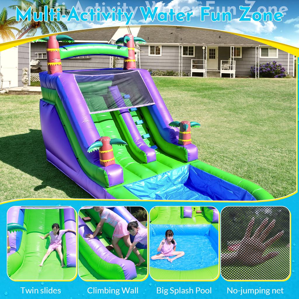 Commercial PVC Inflatable Water Slide Outdoor Backyard Adult Kids Play Inflatable Slide With BWater Splash Pool Blower