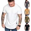 Men Solid Color Slim Fit O Neck Short Sleeve Muscle Tee Shirt Casual Tops Shirts