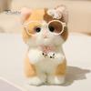 Plush Ornament for Keys Cute Kitten Pendant with Glasses And Tie, Soft Stuffed Animal Bag Decoration Keychain Backpacks Keys, Decorative Hanging
