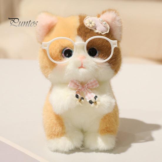 Plush Ornament for Keys Cute Kitten Pendant with Glasses And Tie, Soft Stuffed Animal Bag Decoration Keychain Backpacks Keys, Decorative Hanging