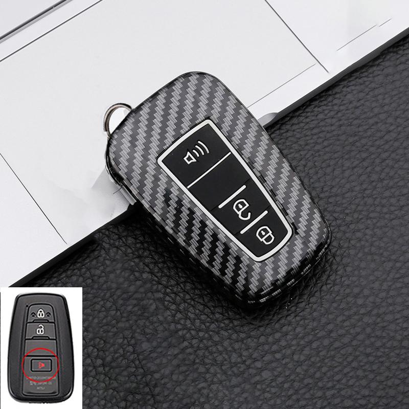 Carbon Fiber Auto Key Fob Case Cover Fit For Toyota C-Hr Chr Rav4 Rav 4 Corolla Camry Avalon Land Cruiser Prado Prius