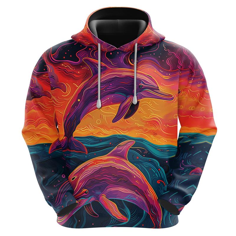 Pánské a dámské 3D mikiny s kapucí College DolDave, grafická mikina s mořským zvířetem, dospělý svetr, hipsterská streetwearová móda 2025