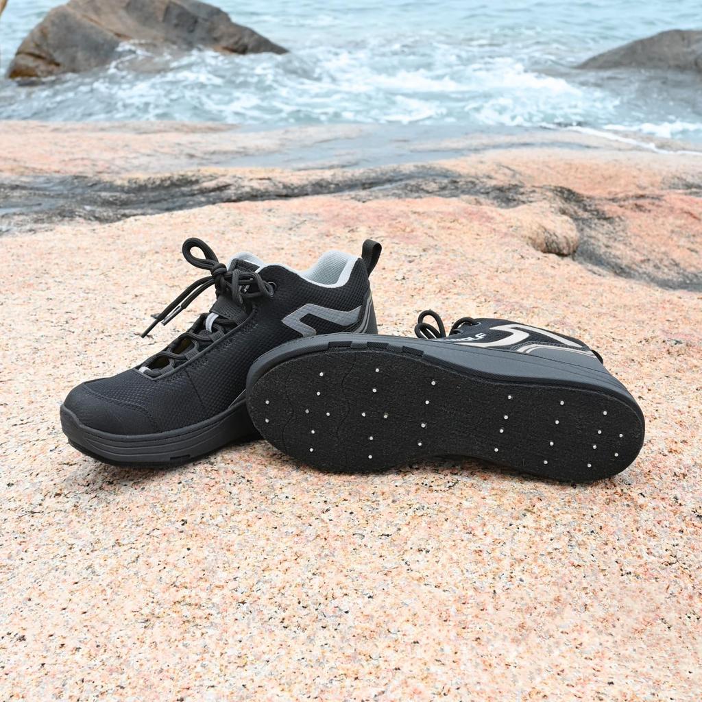 ARCWOLF Wading Fishing Felt Spike Felt Breathable Spike Shoes for Rock Fishing and Stream Black Size Shoes, Shoes, Shoes, Sole, Quick-Drying,