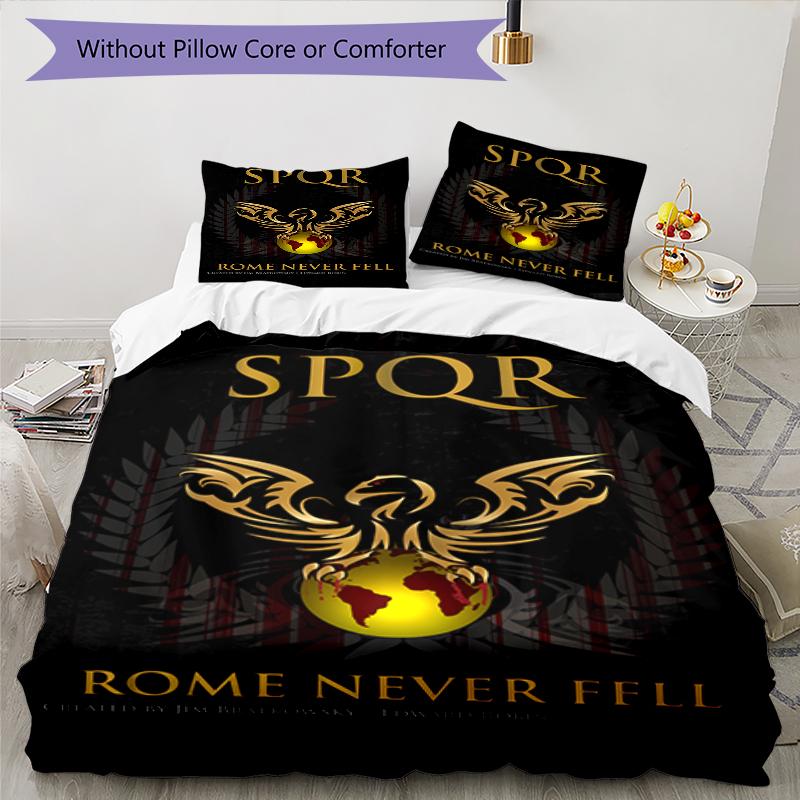 3pcs SPQR Roman Eagle1 pattern bedding set duvet cover set includes duvet cover &pillowcases, perfect all season bedroom decoration & gift