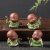 Creative Purple Clay Tea Pet Ornament Lovely Small Buddha Monk Figurine Handmade Sculpture Tea Set Decor Garden Bonsai Art