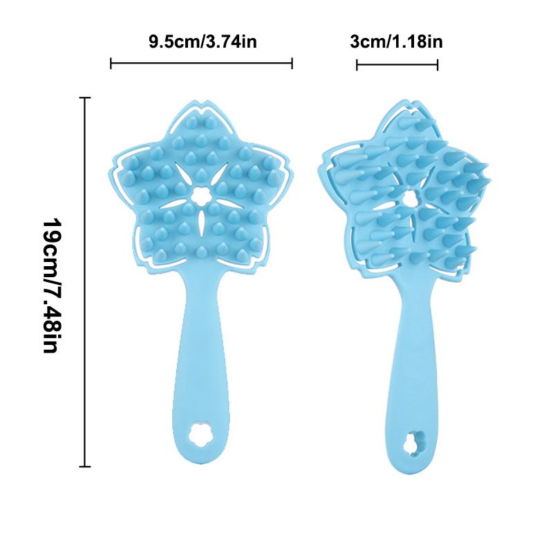 Silicone Shampoo Scalp Hair Massager Shampoo Massage Comb Soft Bath Brush Star Shaped Hallow Shower Brush Comb Care Tool Gift