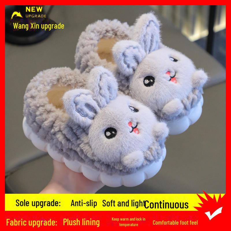 

Детские зимние тапочки Princess из нескользящего хлопка с теплым мехом для девочек и малышей upgraded version, Size 32/33 серый