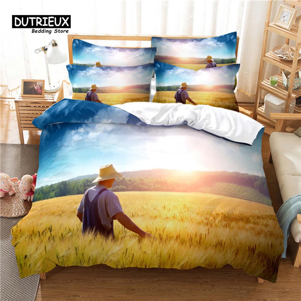 Beautiful Scenery Bedding Set, Wave 3Pcs Duvet Cover Set, Soft Comfortable Breathable Duvet Cover, For Bedroom Guest Room Decor