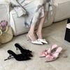 Damen-Spitz zulaufende Sandalen mit Schleife im französischen Stil, stilvoll und elegant - Perfekt für den täglichen Gebrauch