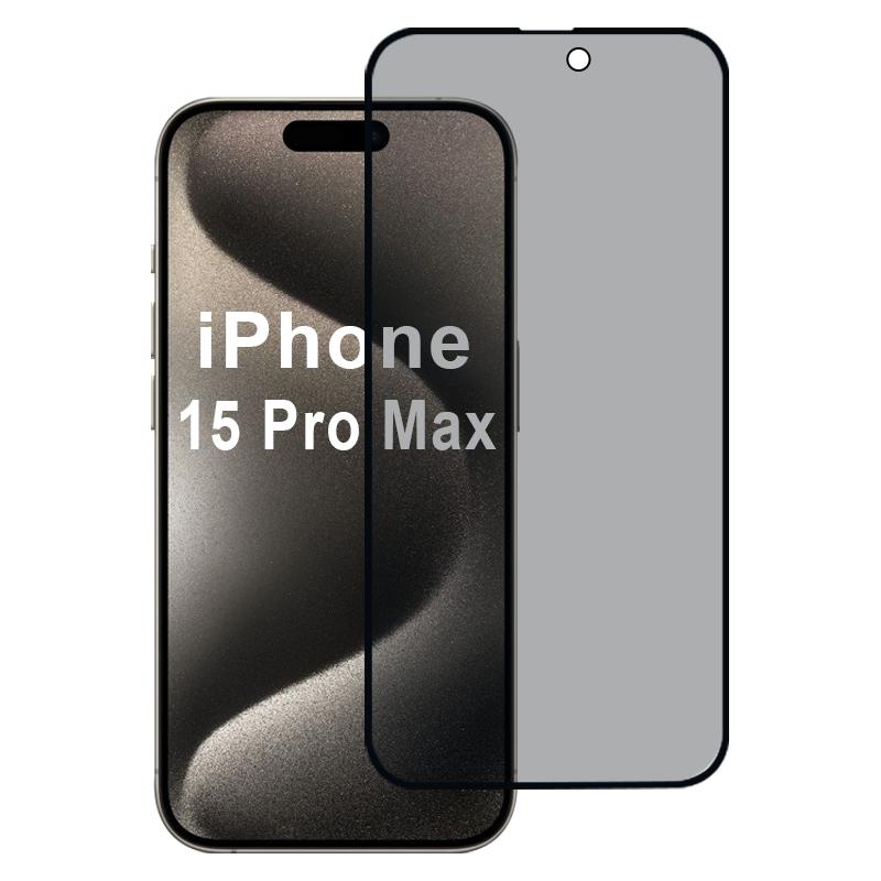 

For iPhone 15 Pro Max Privacy Screen Protector Full Glue 2.5D Silk Printing Film Type A