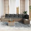 VidaXL Ensemble de Sofa de Jardin 7 Pièces avec Coussins Gris Rotin Synthétique Acacia 3347965