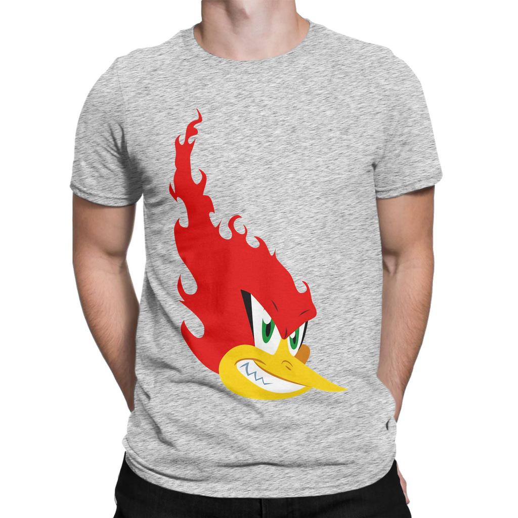 Flamey Woody Lustiges 100% Baumwoll-T-Shirt Woody Woodpecker T-Shirts Oberteile Für Unisex