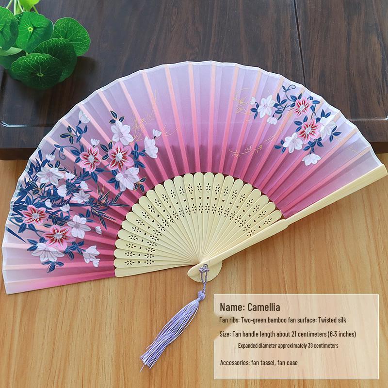 Children's Portable Pink & Blue Folding Dance Fan for Hanfu & Cheongsam