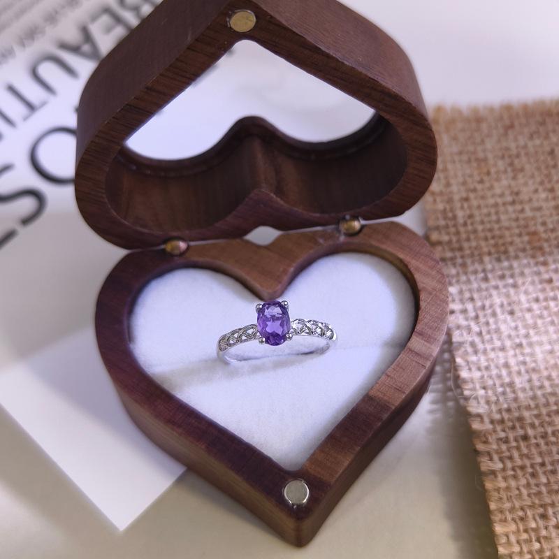 

New Arrival S925 Sterling Silver Ring For Women 57mm Natural Crystal Inlaid Niche Temperament Fine Hand Jewelry Adjustable opening