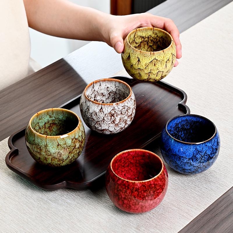 Kiln-fired Five Elements Teacup Gift Set - Chinese Trend Ceramic Tea Tasting Cups