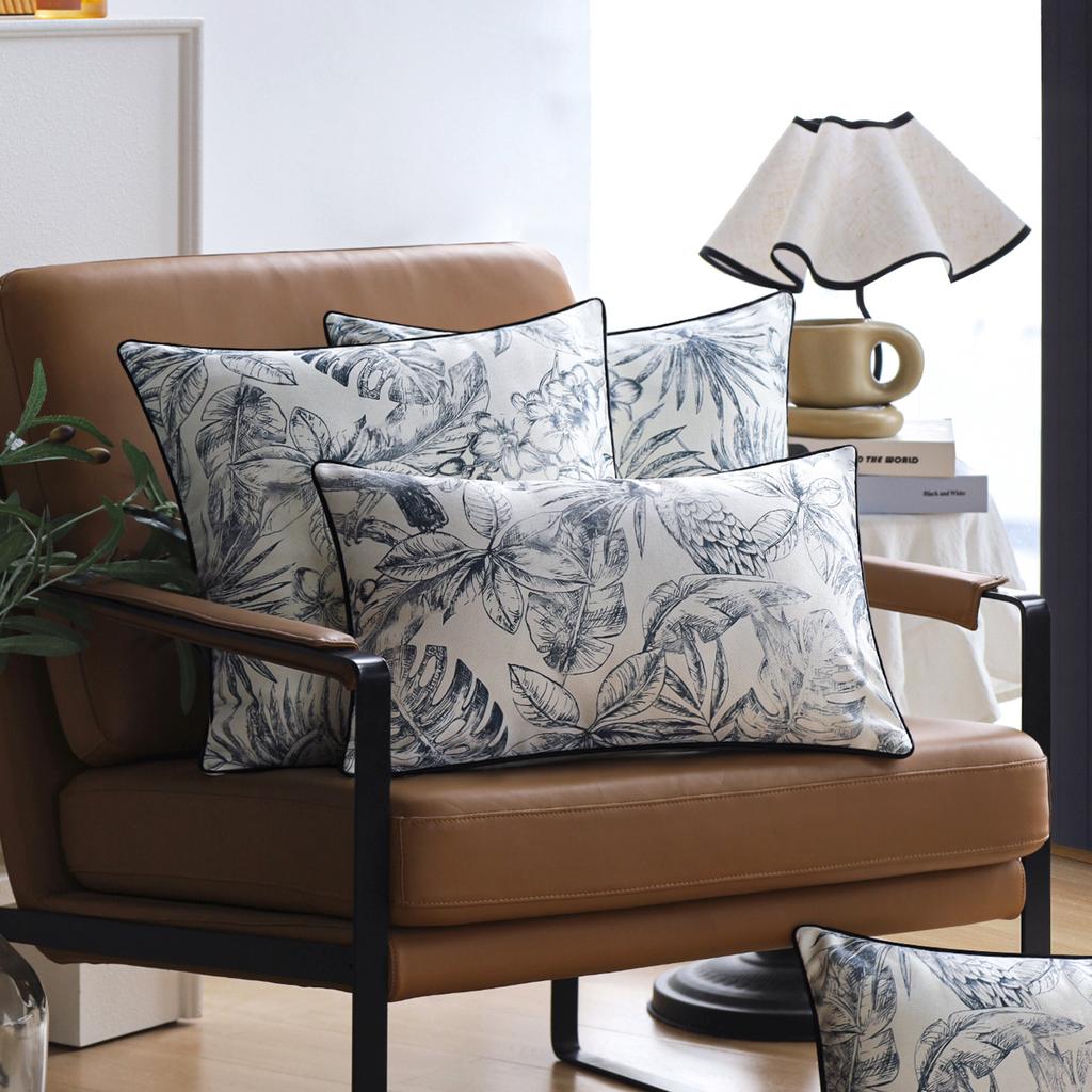 Outdoor Wasserdichter Kissenbezug Wohnzimmer Sofa Floral Rückenlehnenkissenbezug Kissen Liegestuhl Rattan Stuhlkissen