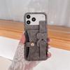 Retro Pattern Card Holder Case with Wrist Strap for iPhone 14/13/12/11 Apple 17/16/15 PROMAX
