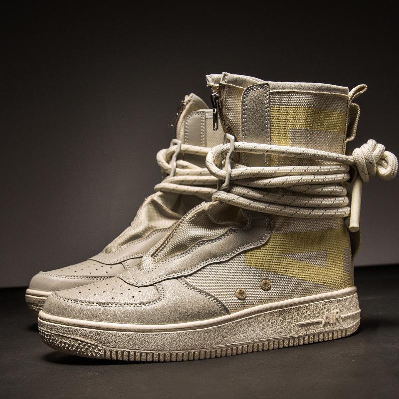 2025 Trendy High-Top Korean Style Couple Sneakers - Men's Large Size Fashion Sports Shoes for Spring & Autumn