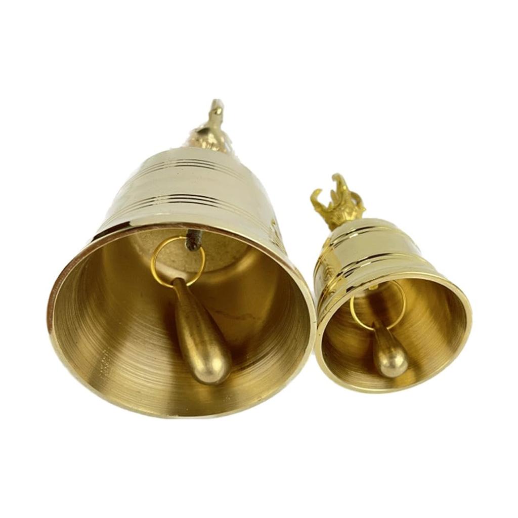 Brass Vajra Bell (Five-pronged bell), a Buddhist ritual implement used in Esoteric Buddhism, a temple Buddhist implement (medium size: Height 16.5cm x