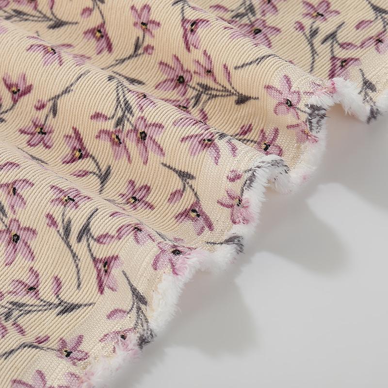 New corduroy fabric Small floral women's fashion casual wear material printed corduroy nylon polyester fabric DIY handmadesewing