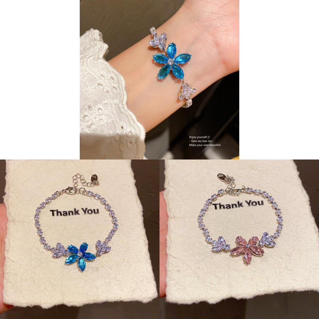 Zircon Flower Pendant Bracelet For Women With Elegant Design For Summer