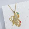  Personality Hip Hop Butterfly Necklace Color Zircon Unique Design Niche Fashion Pendant Jewelry For Young Women