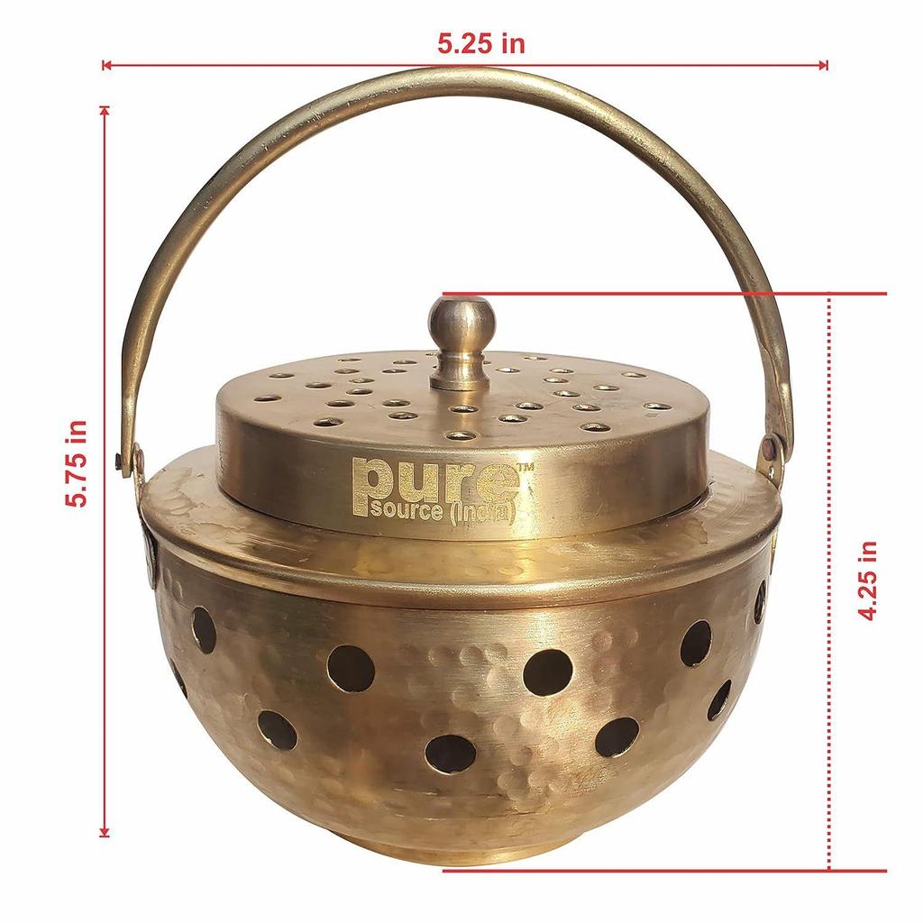 Multipurpose Brass Kapoor Dani, Aroma Diffuser, Incense Burner, Pack of 1(Round)