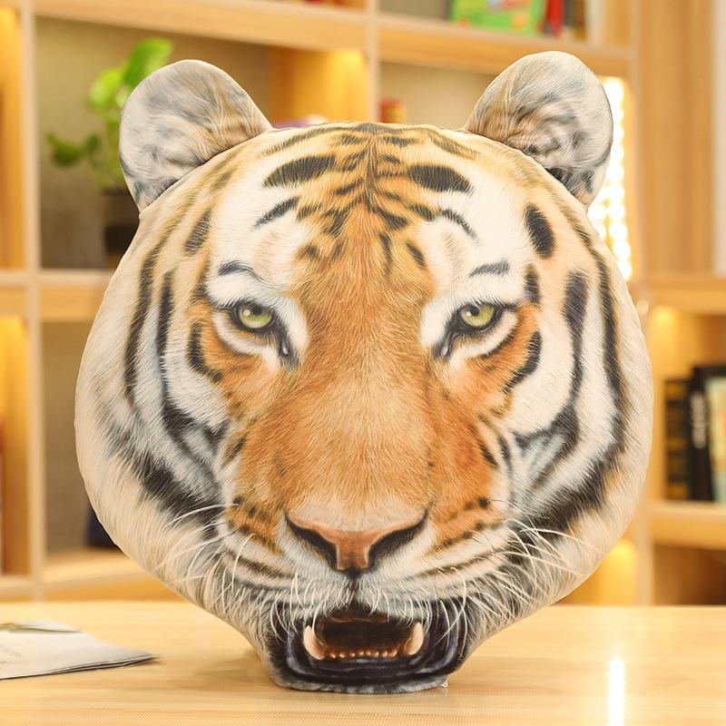 

Artificial Tiger Head Plush Toys Imitation Office Sofa Back Chair Stuffed Cushion Emulational Funny Sleeping Plush Pillow коричневий