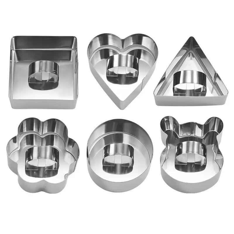 Heart-Shaped Stainless Steel Mousse Ring & Push Plate for Cake, Taro, Rice, Sushi.