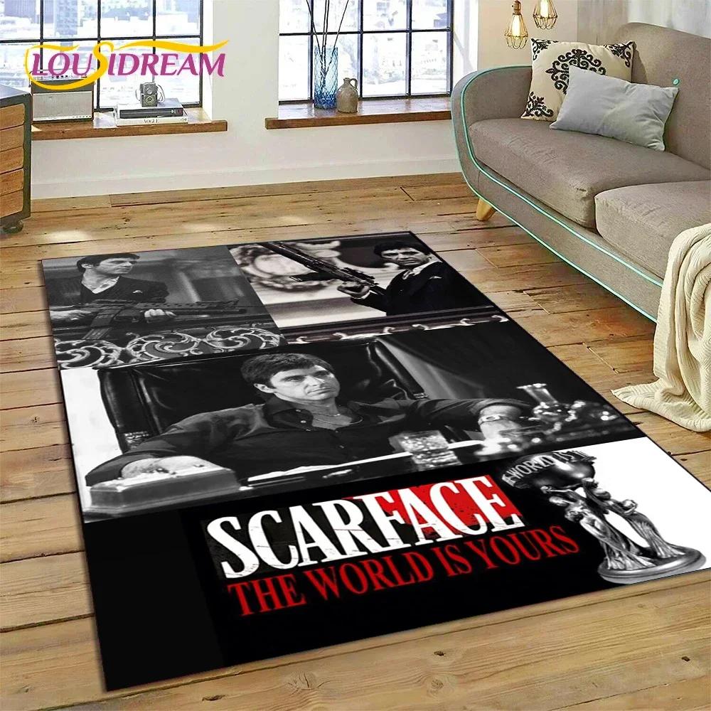 Tappeto Tappeto Movie 3D Printing Scarface Tony per Camera da Letto Soggiorno Casa Decorazione Divano, Tappetino Gioco Bambini Grande Decorazione Pavimento Regalo
