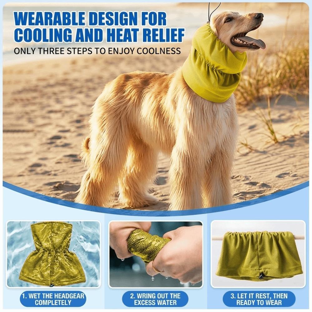 Elastic Mesh Dog Cooling Head Cover Quick Dry Washable Pet Snood Adjustable Breathable Pet Dog Cooling Collar Summer Season