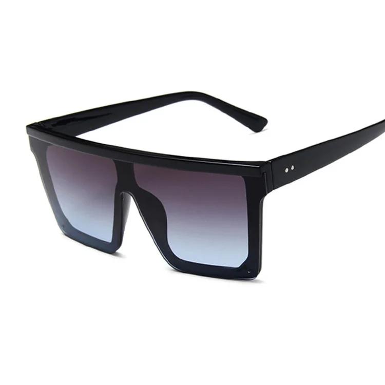 Fyrkantiga Solglasögon Dam Lyxig Vintage Märke Designer Solglasögon Kvinna Stor Ram Spegel Svart Silver Platt Topp Oculos De Sol