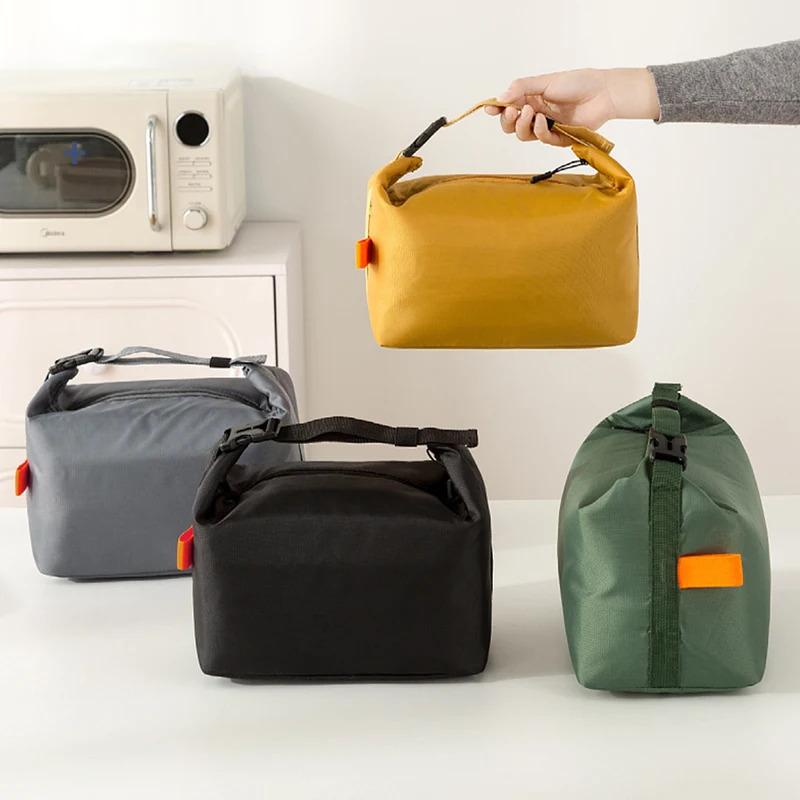 Fashionable and simple insulated bag, office worker, large capacity lunch box bag, student hand carrying bento bag.
