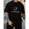 European Sizes "I'm Thinking" Print Comfy Chic T-shirt Men's Summer Outdoor Graphic Tees with Relaxed Fit - Perfect Gift for Him, Casual Tops for Men