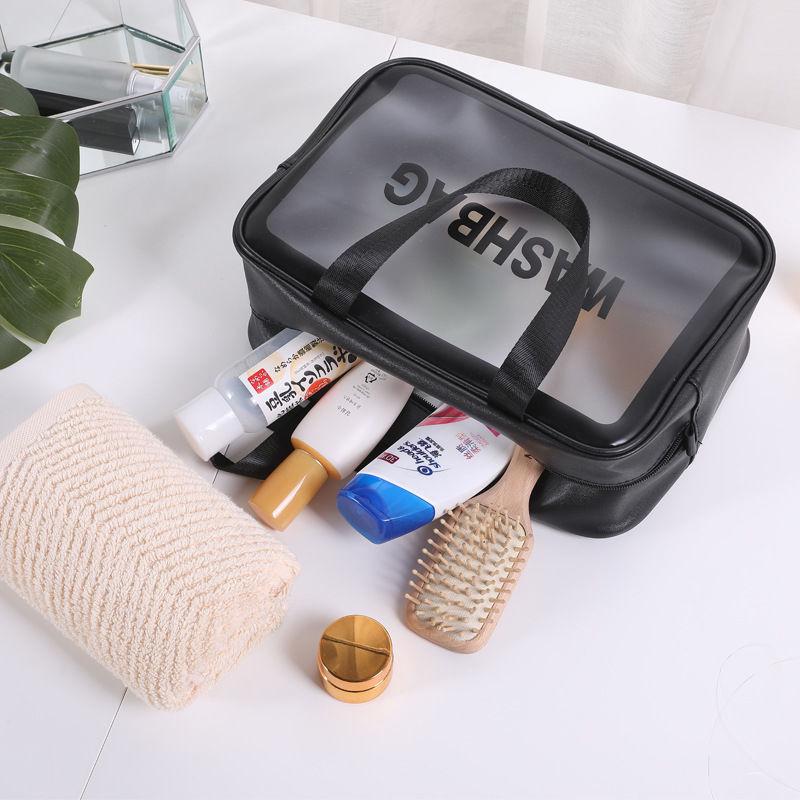 Large Waterproof Frosted Makeup Bag with Wet/Dry Separation, Portable Handheld Design