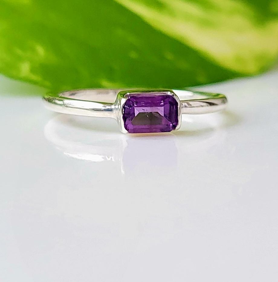 Purple Amethyst Natural Gemstone 925 Sterling Silver Ring 7.5 US A123 Gift Ring