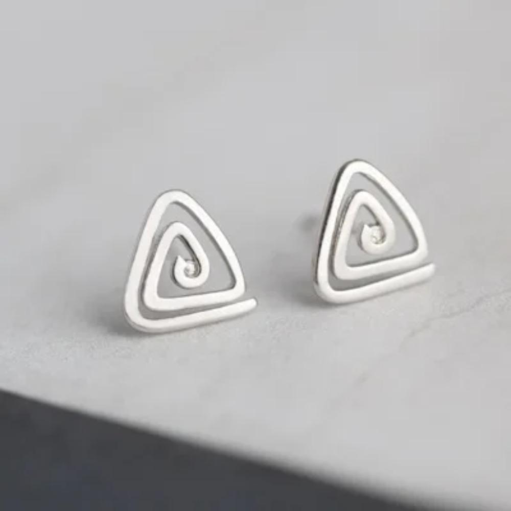 Silver Plated Korean Style Stud Earrings for Women Creative Ear Hole Design Allergy Free Fine Jewelry Accessories