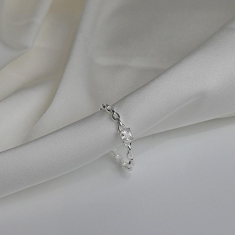 Korean Style Hollow Chain Zircon Adjustable Ring for Women - Elegant and Trendy Index Finger Jewelry Adjustable open