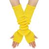 Women's Winter Warm Wool Gloves, Fingerless Long Sleeves, Solid Color, Extended Gloves